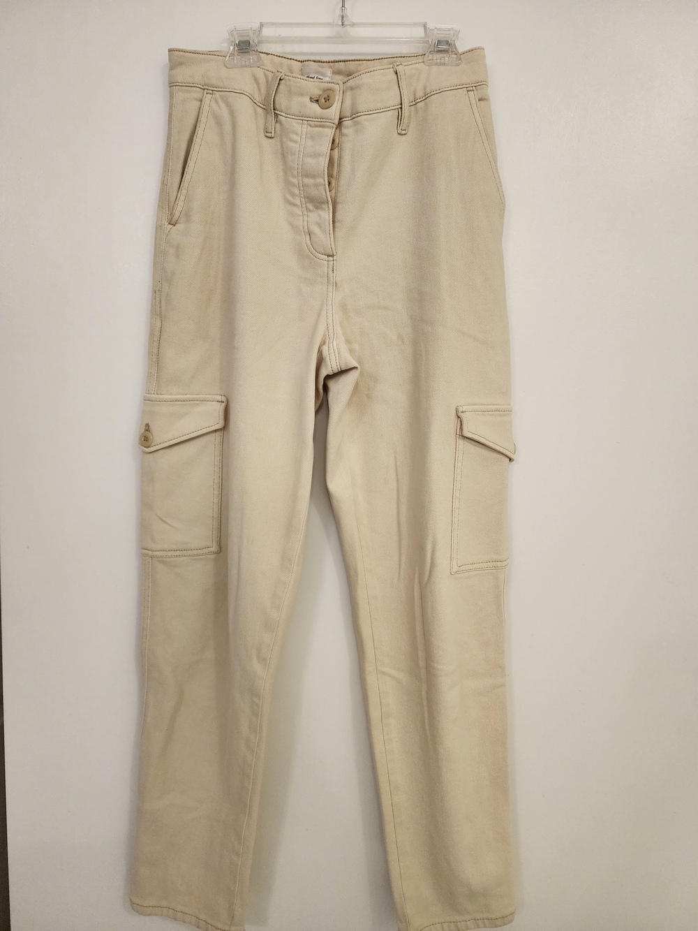 Wilfred Cream Cargo Trousers with Side Pockets